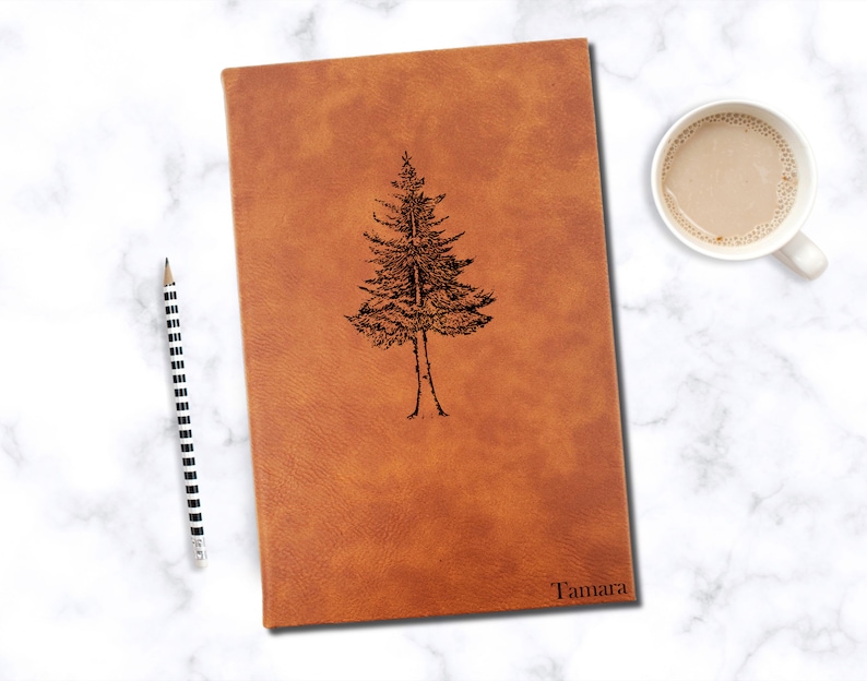 Personalized Evergreen Tree Notebook Journal | Unique Leatherette Cover ...