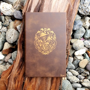 Personalized Nature Sketchbook Journal Mushrooms with Unlined Blank Pages for Nature Lover