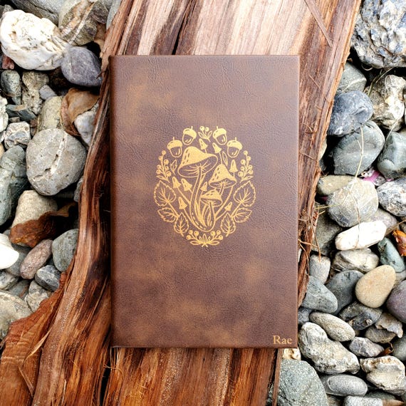 Personalized Nature Sketchbook Journal Mushrooms with Unlined Blank Pages for Nature Lover