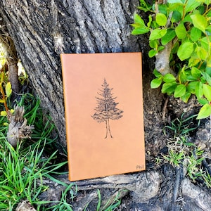 Personalized Evergreen Tree Notebook Journal | Unique Leatherette Cover ...