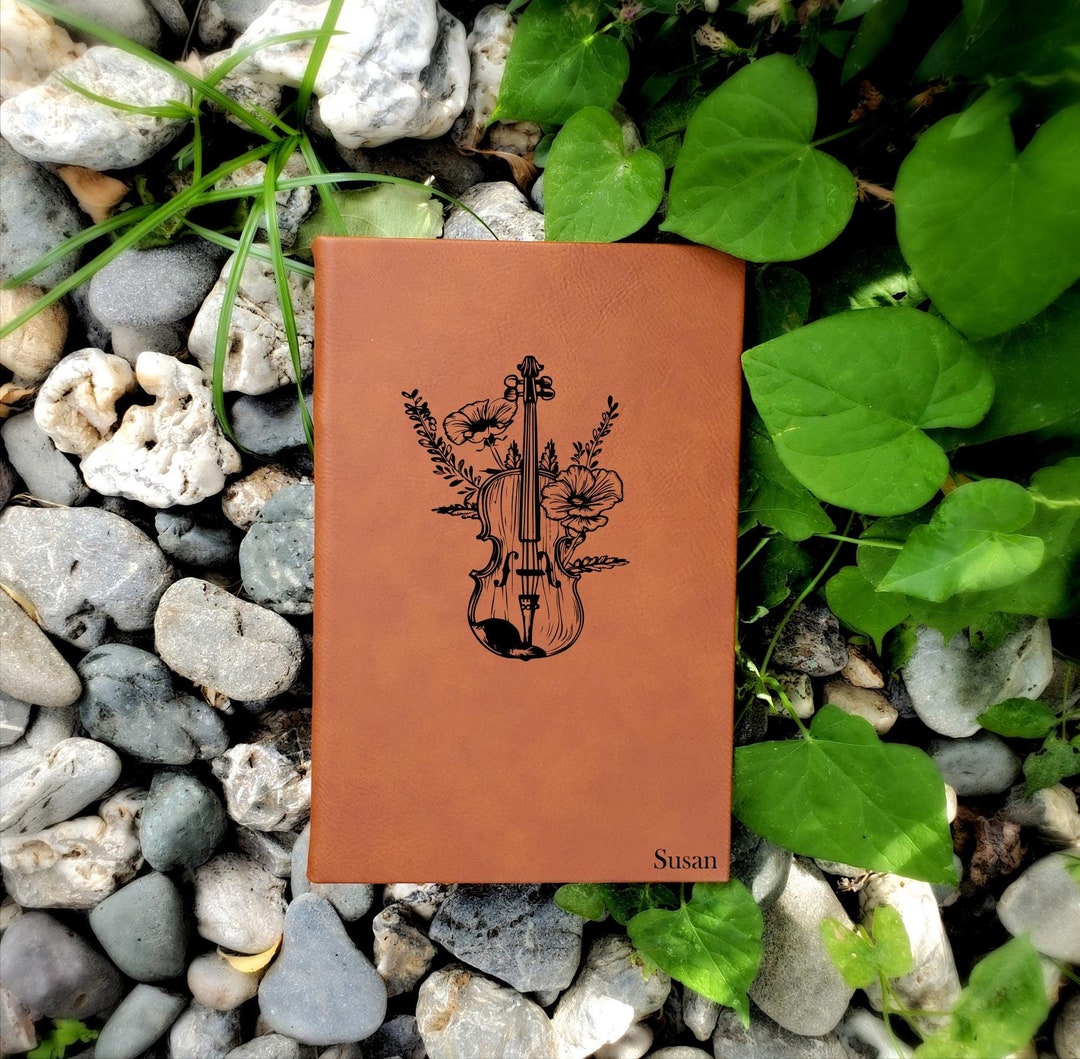 Personalized Violin Music Notes Notebook Journal | Unique Leatherette ...