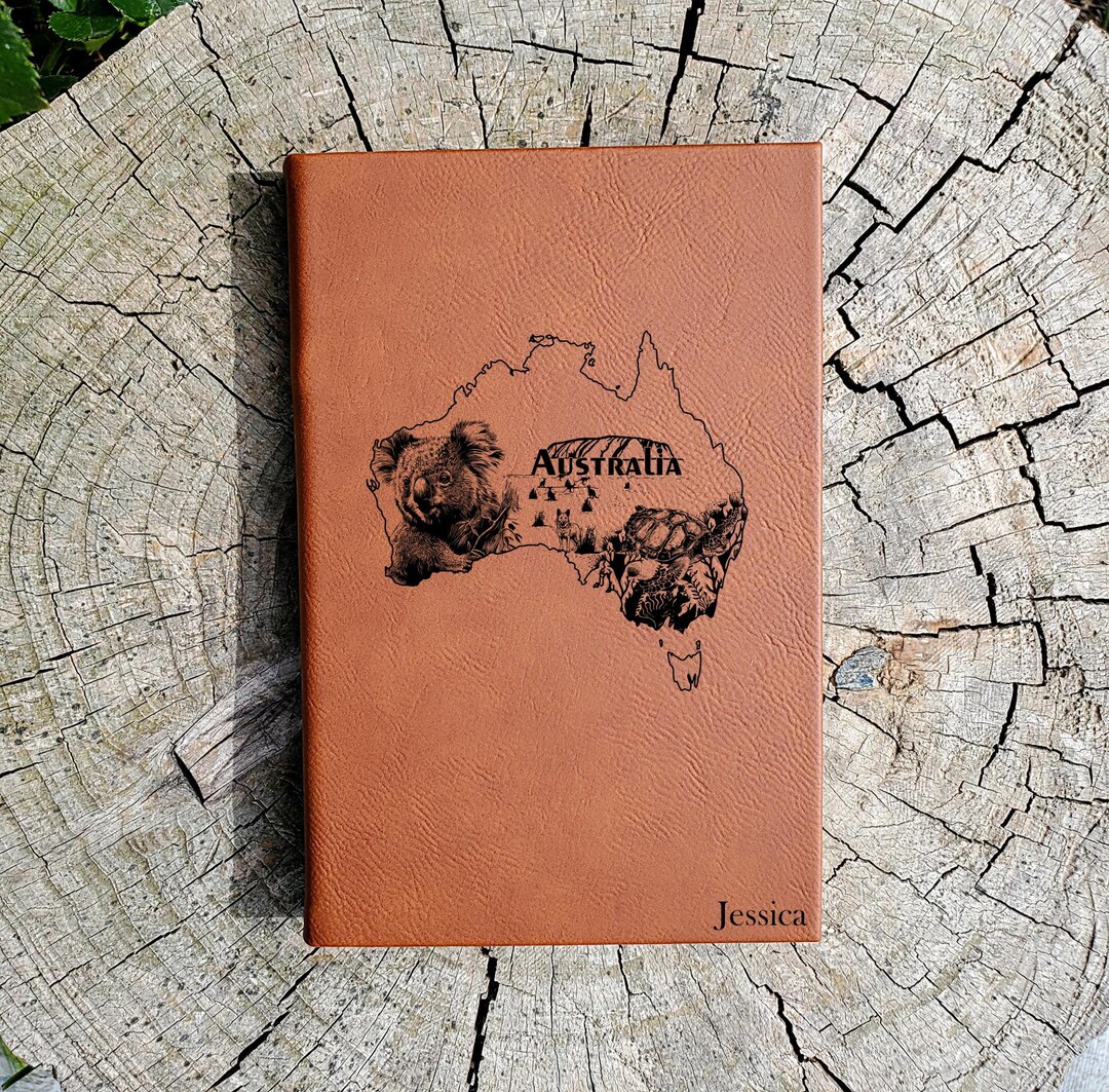 Personalized Australia Travel Journal | Unique Leatherette Cover Lined ...