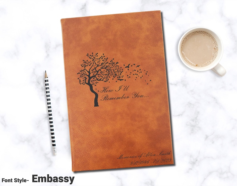 Celebration of Life Memorial Journal, Letters to Heaven Notebook, Loss Personalized Hardcover Memorial Journal, Keepsake Diary afbeelding 5