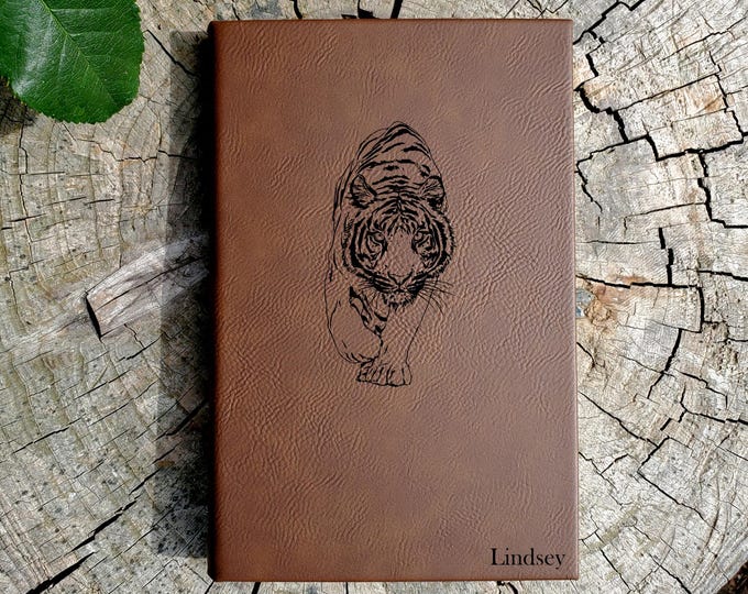 Personalized Tiger Journal | Unique Leatherette Cover with Lined Pages Gift for Tiger Lover