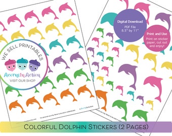 Pegatinas de delfines para fiestas de cumpleaños o tareas escolares / Pegatinas de delfines para niñas / Pegatinas de delfines para niños