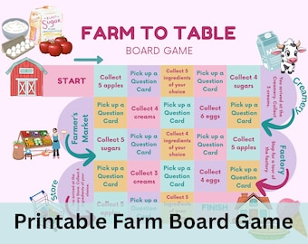 Juego de mesa "De la granja a la mesa" / Juego de mesa imprimible "De la granja a la mesa" / Juego de mesa de granja imprimible / Juego imprimible "De la granja a la mesa" (descarga digital)