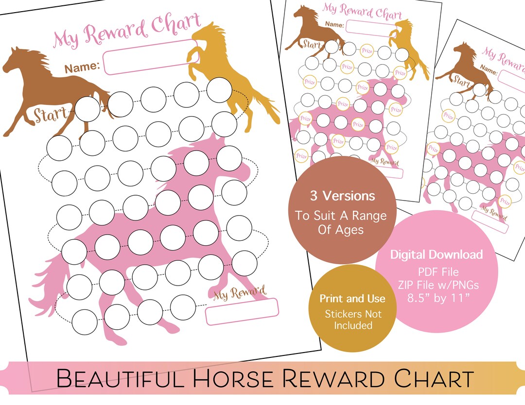 Rewarding Horses Horse Reward Chart for Girls | Reward Chart Horses | Horse Incentive ...