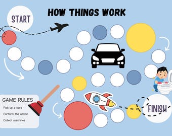Juego de mesa imprimible para niños / Cómo funcionan las cosas (Descarga digital)