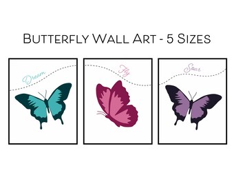 Arte de la pared de la mariposa / Arte de la pared del dormitorio de la niña / Arte de la pared de la mariposa para el dormitorio de la niña / Niñas del dormitorio de la mariposa