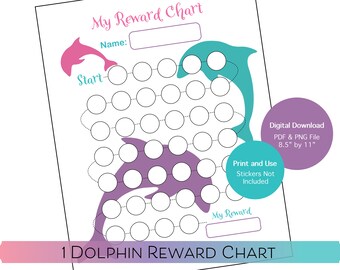 Tabla de recompensas de delfines / Tabla de incentivos / Tabla de recompensas por buen comportamiento / Tabla de incentivos con pegatinas de recompensa para chicas delfín / Tabla de premios / Tabla de pegatinas