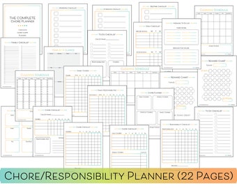 Tabla de tareas para niños (imprimible) / Horario de limpieza familiar (imprimible) / Tabla de tareas familiares / Lista de verificación de limpieza (imprimible) / Tareas del hogar