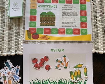 Juego de mesa imprimible sobre agricultura / Diversión agropecuaria para niños y adultos (Descarga digital)