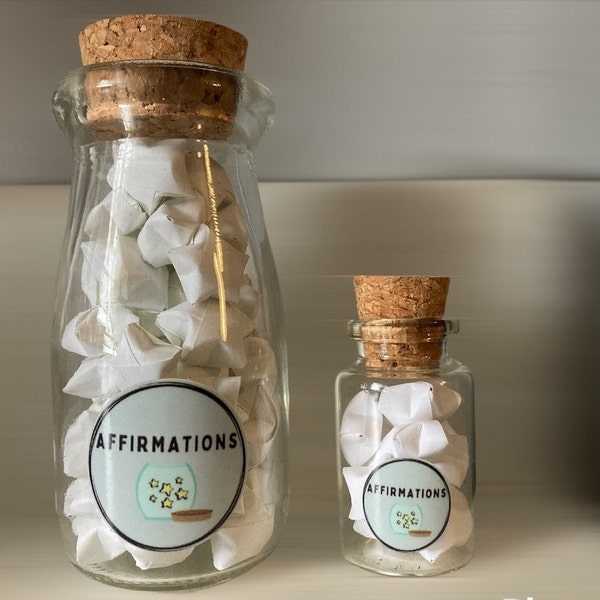 Jar of Origami Stars - Daily Affirmations - Unique Gift - 3D Lucky Stars