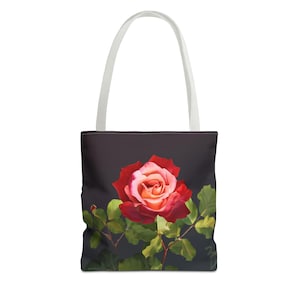Red Rose Tote Bag - Red Rose Floral Design - Shoulder Bag for garden lovers - Fashionable Shopping Companion - Gift for Gardeners