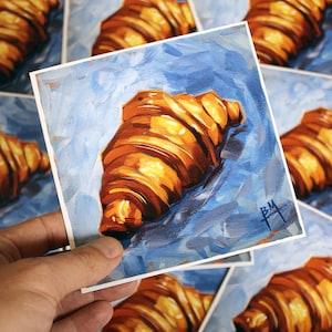 Croissant (biglietto d'auguri, auguri, compleanno, regalo, cibo, pranzo, pasticceria, dipinto, artista, originale, lucido)