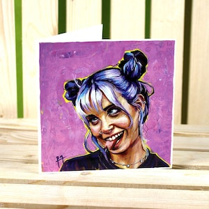 Grimace (Carte de souhaits, voeux, anniversaire, drôle, amusant, sympathique, coloré, art, artiste, peinture, coups de pinceau, style, pop)