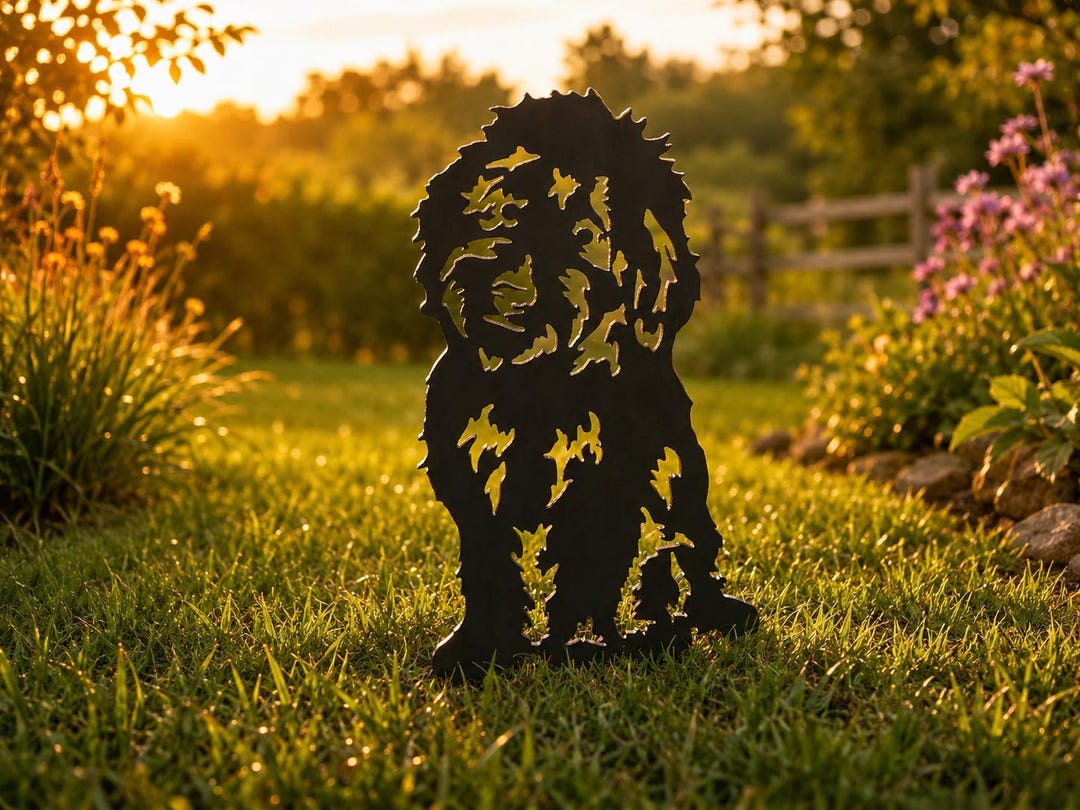 Cockapoo Metal Dog Garden Art | Rustic Dog Silhouette Stake | Dog Lover ...