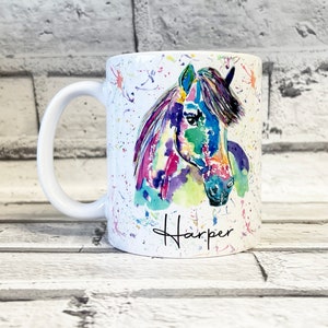 Personalised Rainbow Horse Mug, Horse Mug, Horse Mug Gift, Gifts for Him, Gifts for Her, Horse Gifts, Horse Coaster Set, Personalised Mugs