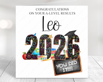 Personalised A-level Results Congratulations Card: Passing Exams, GCSE