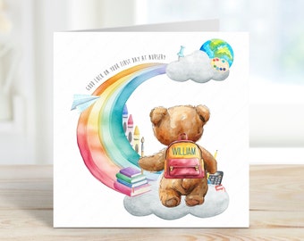 Personalised Bear Nursery Card: First Day of School