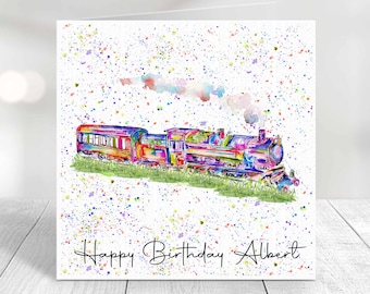 Personalised Steam Train Card: Birthday, Father's Day, Retirement