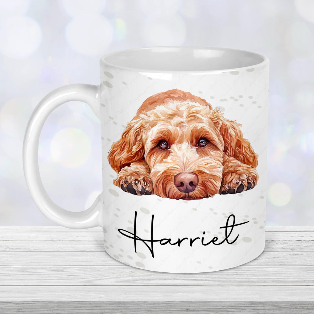 Personalised Cockapoo Mug, Coaster or Set: Golden Blonde Cockapoo Gift ...