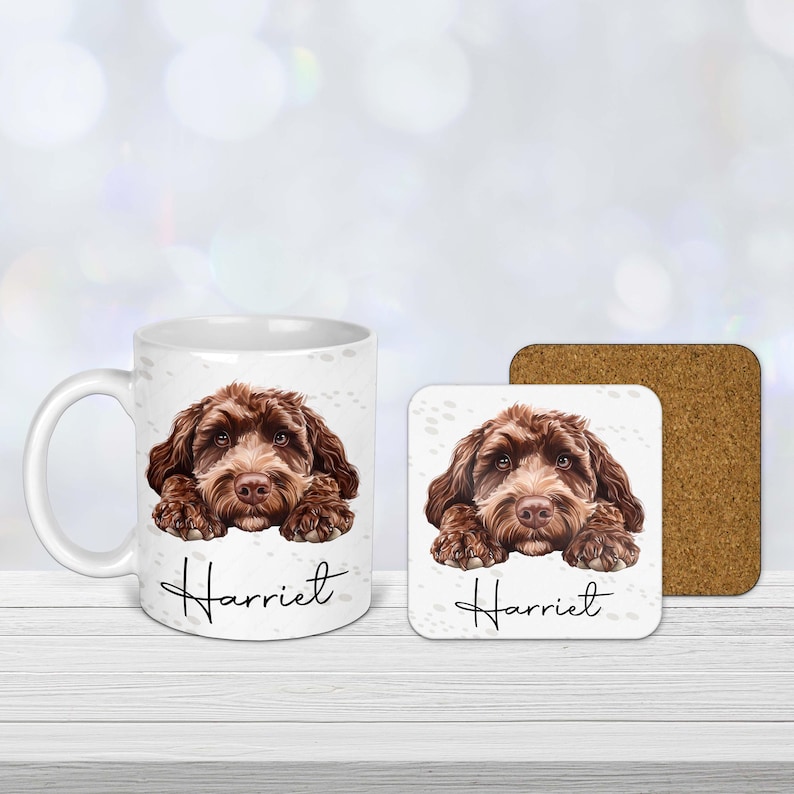 Set Cockapoo Mugs Personalised Cockapoo Mug, Coaster, Mug & Coaster Gift Set, Christmas ...