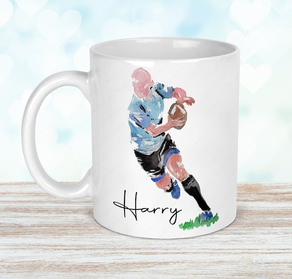 Personalised Rugby Mug, Rugby Player Gift, Christmas Gifts, Gifts for Him, Birthday Gift for Dad, Rugby Mug, Stocking Filler, Sports Gifts
