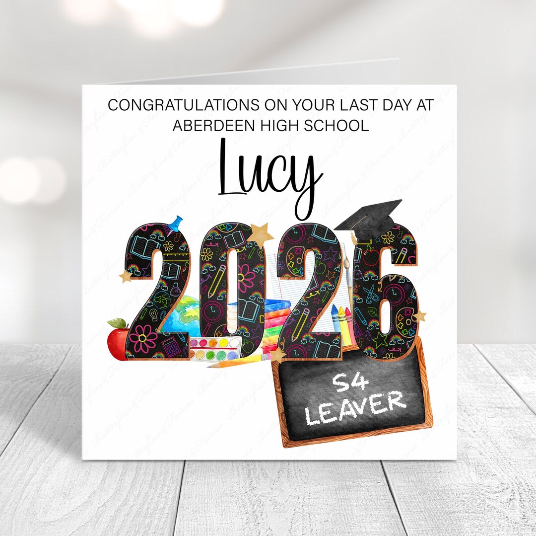 Leaver Card. Amazon Personalised S4 School Leaver Card: Graduation Keepsake - Etsy