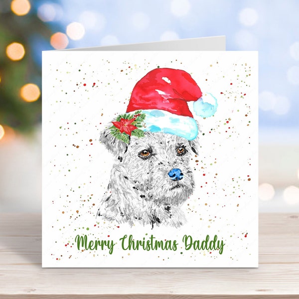 Adorable Border Terrier Christmas Card, Personalised Border Terrier Christmas Card, Dog Card, Card from the dog, Cute dog in a Santa hat,