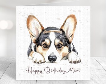 Tarjeta de cumpleaños personalizada de perro Welsh Corgi de Cardigan: regalo para amantes de los perros, Día de la Madre, Día del Padre, San Valentín