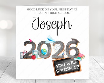Personalised First Day of High School Card: Good Luck Keepsake