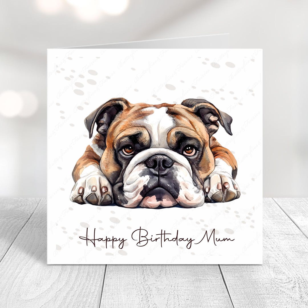 Personalised Bulldog Birthday Card: Dog Lover Gift - Etsy