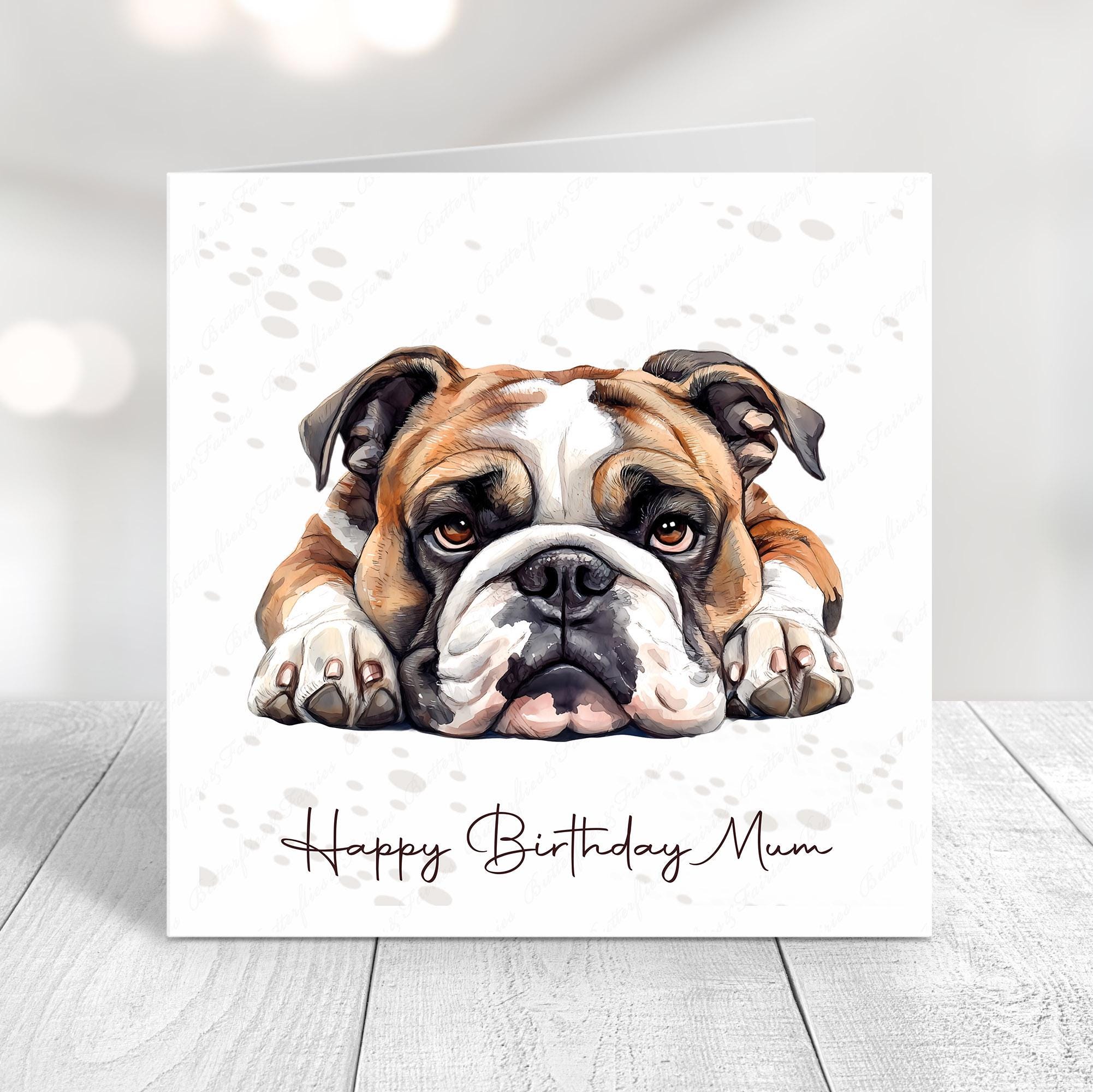 Artery8 Grußkarte Retro Rainbow English Bulldog – Blanko Innen, 17,5x12,5 Cm, Hochwertiges Papier