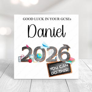 Personalised Good Luck GCSE Card: Student Exams, School Leaver