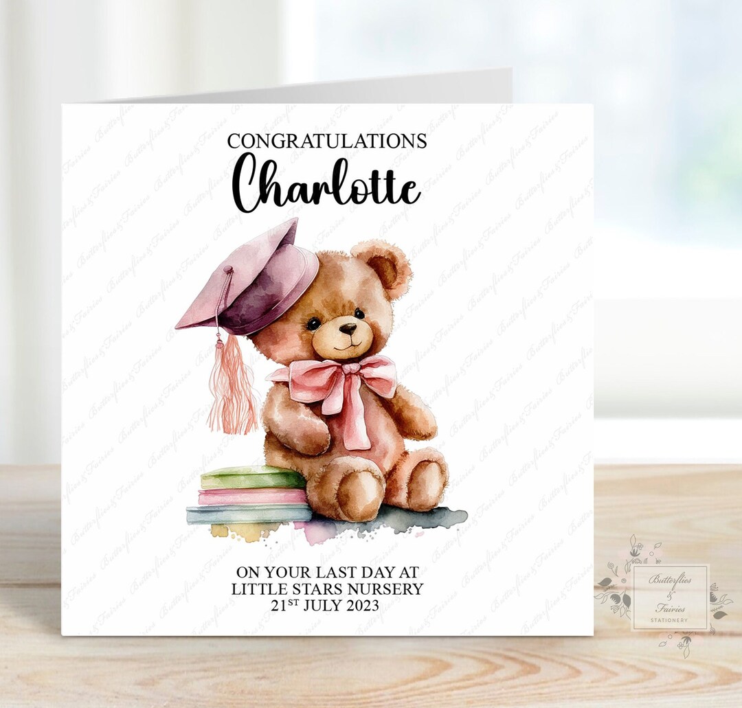 Personalised Nursery Graduation Card: Teddy Bear Keepsake - Etsy