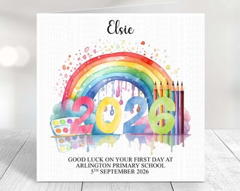 Personalised First Day of School Card: Rainbow Keepsake