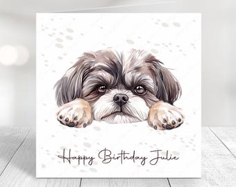 Personalised Shih Tzu Birthday Card: Dog mum, Dad, or From the Dog