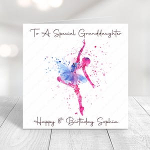 Carte d'anniversaire personnalisée aquarelle danse : carte faite main pour fille