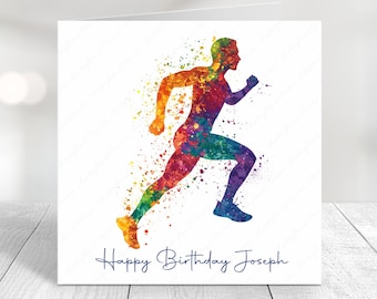 Tarjeta de cumpleaños personalizada para corredor: Atletismo, maratón, buena suerte