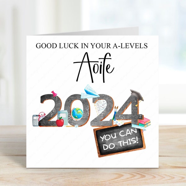 Personalised Good Luck In Your A-levels Card, Good Luck In Your Exams, Card for Student School Leaver, GCSE's Card, SATs Best Wishes Card