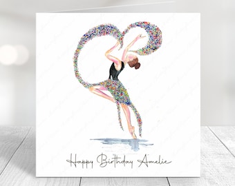 Personalised Dancer Birthday Card: Watercolour Handmade Card