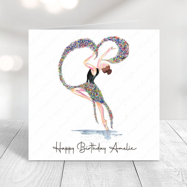 Personalised Dancer Birthday Card: Watercolour Handmade Card