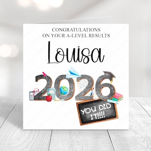 Personalised A-level Congratulations Card: Passing Exams, GCSE