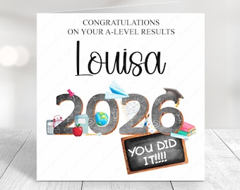 Personalised A-level Congratulations Card: Passing Exams, GCSE