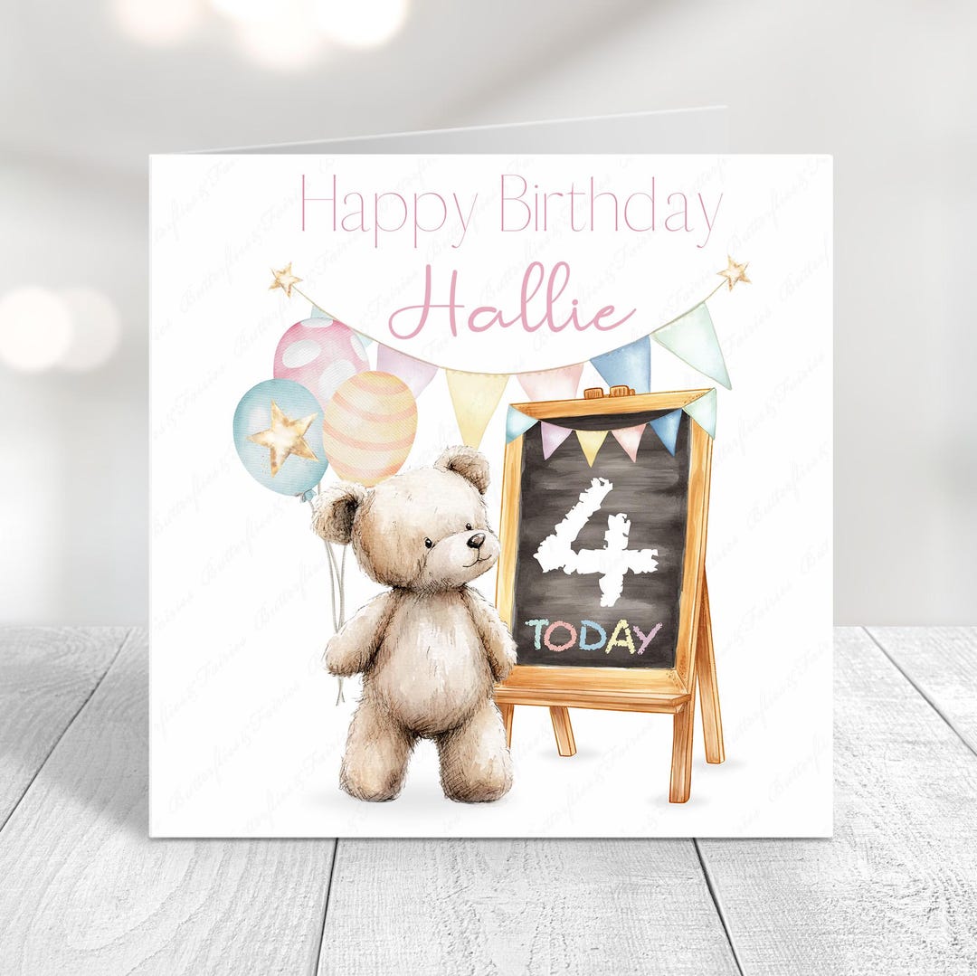 Personalised Teddy Bear Birthday Card: 1st-5th Birthday Age 1 2 3 4 5 ...