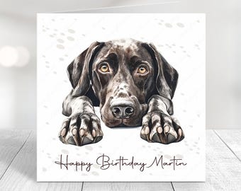 Pointer Birthday Card, Birthday Card from the Dog or for the Dog, Personalised Dog Mother's Day Father's Day Short Haired Pointer Dog