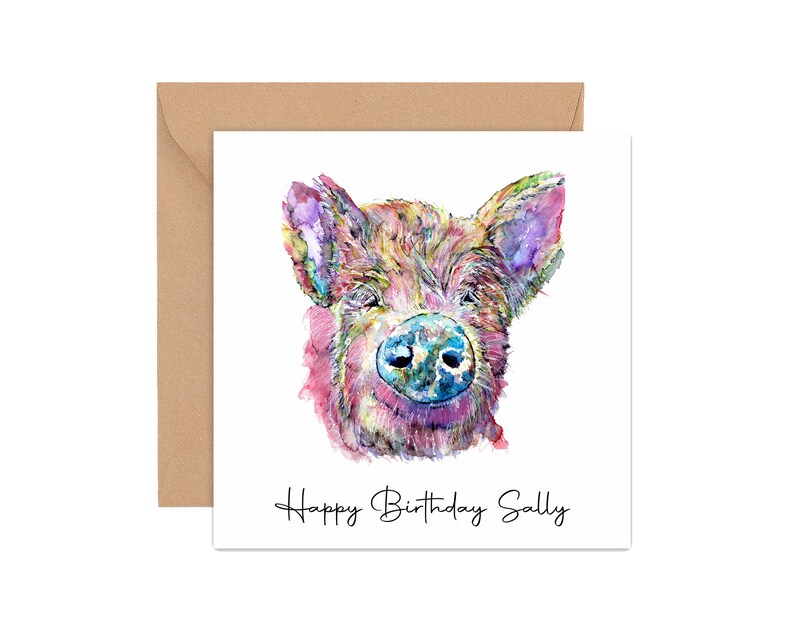Personalised Birthday Card Pig Birthday Card Happy Birthday Etsy
