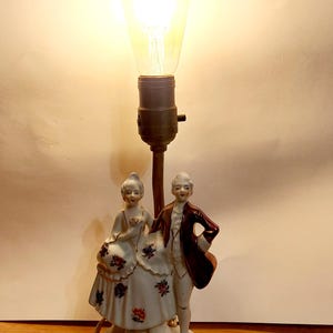 Porcelain Victorian Couple Table Lamp