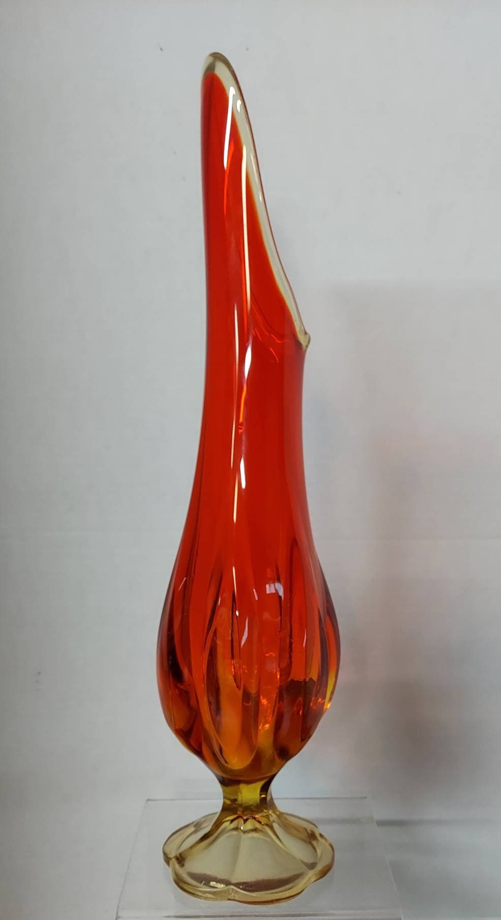 Vintage Amberina Swung Glass Vase Etsy